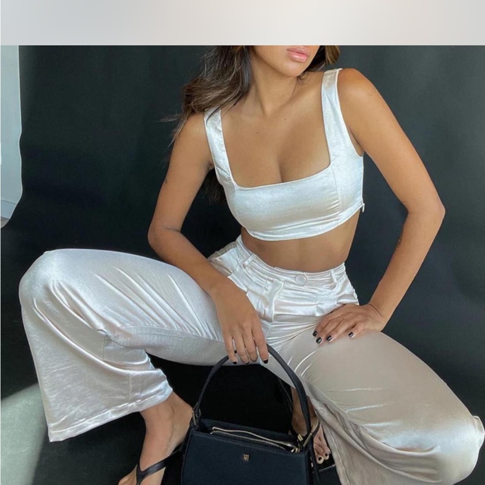 Sleek Silver Two-Piece Set